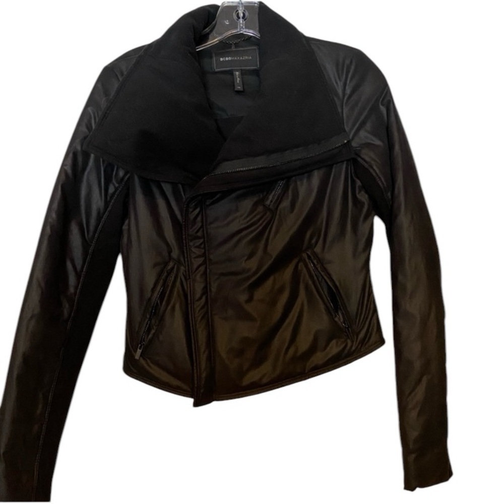 BCBGMAXAZRIA Black Short Puffer Jacket Size Extra Small